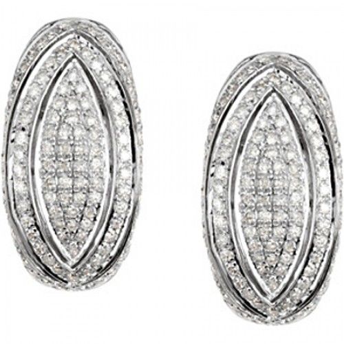 Diamond Hoop Earrings - 14k White 1 1/6cttw