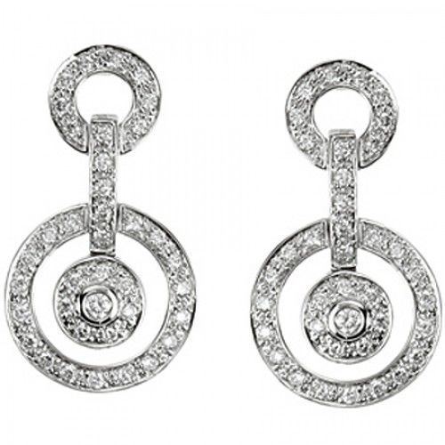 Diamond Circle of Love Earrings - 14k White 3/8cttw