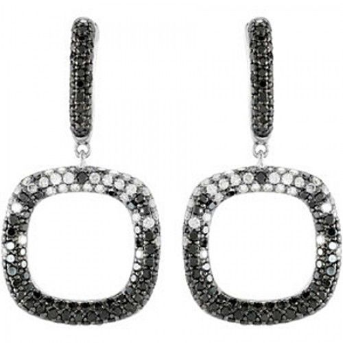 Diamond Dangle Earrings - 14k White 2 1/6cttw
