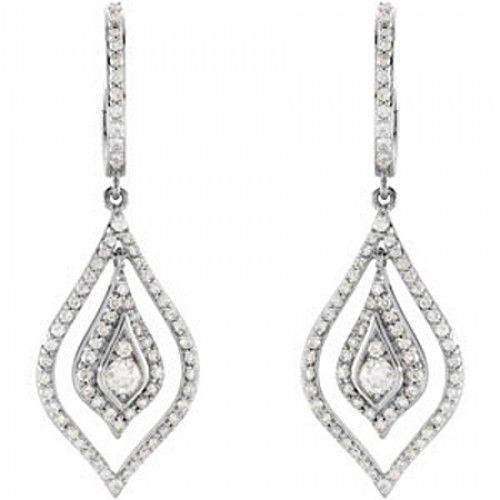 Diamond Dangle Earrings - 14k White 1cttw