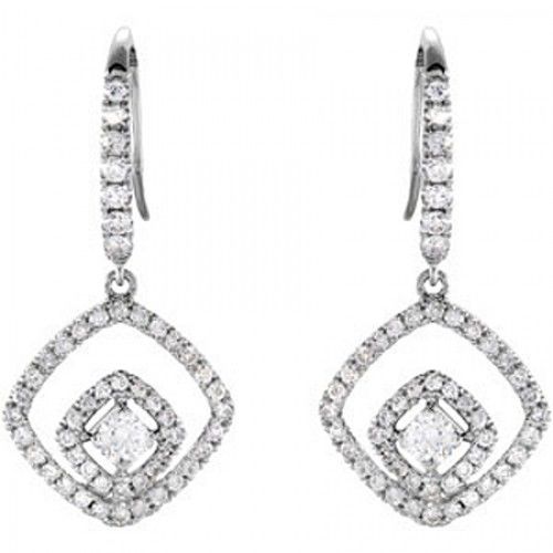 Diamond Dangle Earrings - 14k White 3/4cttw