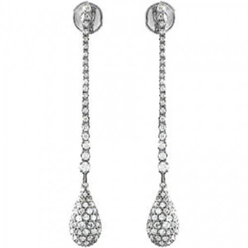 Diamond Dangle Earrings - 14k White 2cttw