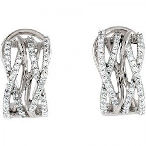 14k White Gold Diamond Hoop Earrings - 3/4cttw