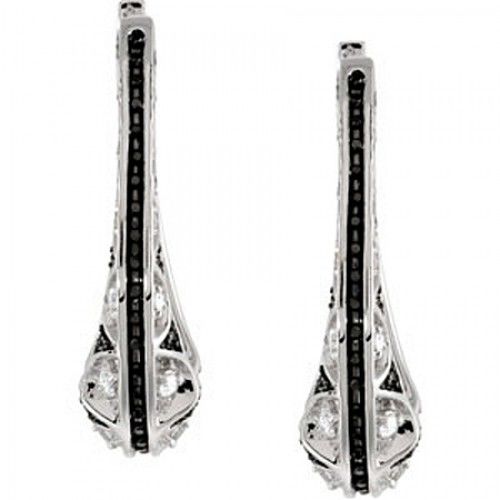 Diamond Hoop Earrings - 14k White 1cttw