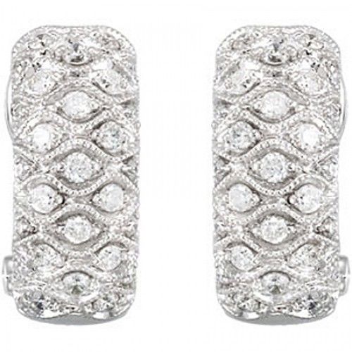 Diamond Hoop Earrings - 14k White 3/4cttw