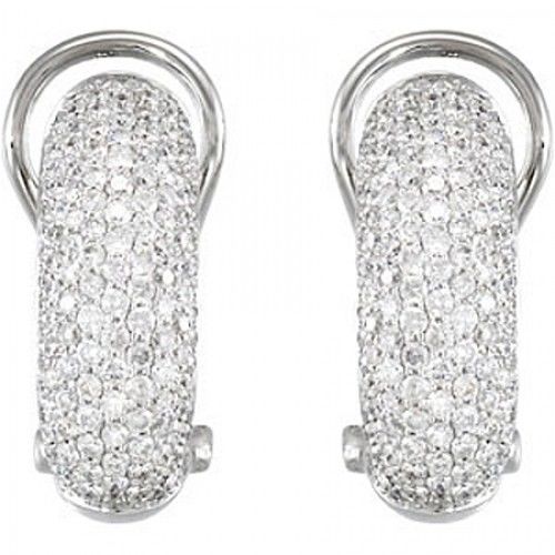 Diamond Hoop Earrings - 14k White 1 1/2cttw