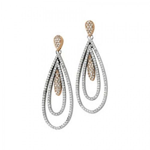 Diamond Dangle Earrings - 14k White/Rose 1 1/2cttw
