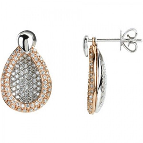 Diamond Dangle Earrings - 14k White/Rose 1 5/8cttw