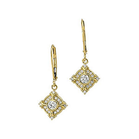 Diamond Dangle Earrings - 14k Yellow 1/2cttw