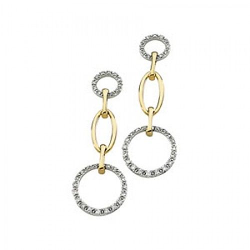 Diamond Dangle Earrings - 14k Yellow/White 1/3cttw