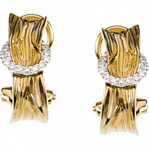 Diamond Hoop Earrings - 14k Yellow/White 1/8cttw
