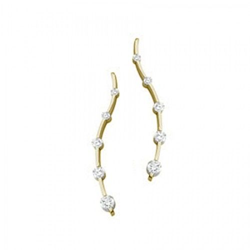 18k White Gold Flowing Diamond Journey Earrings - 1cttw