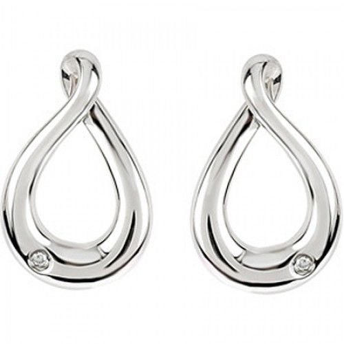 Diamond Drop Earrings - Sterling Silver .015cttw