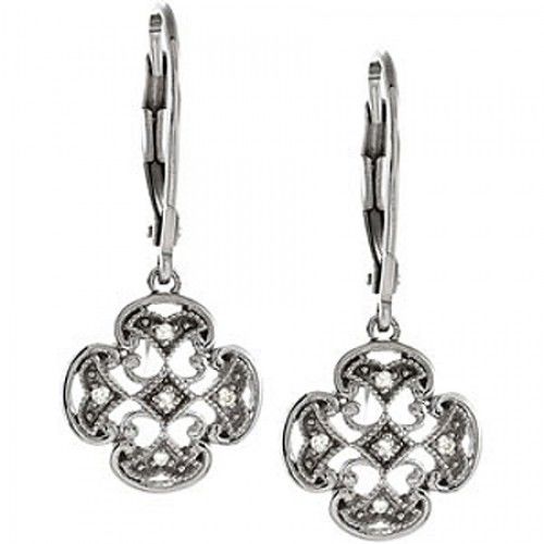 Diamond Dangle Earrings - Sterling Silver .07cttw