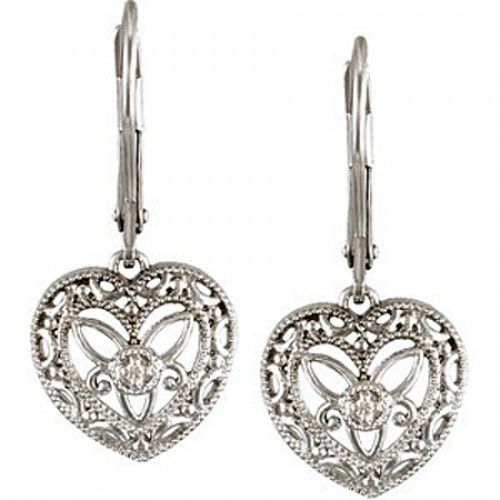 Diamond Heart Earrings - Sterling Silver .02cttw