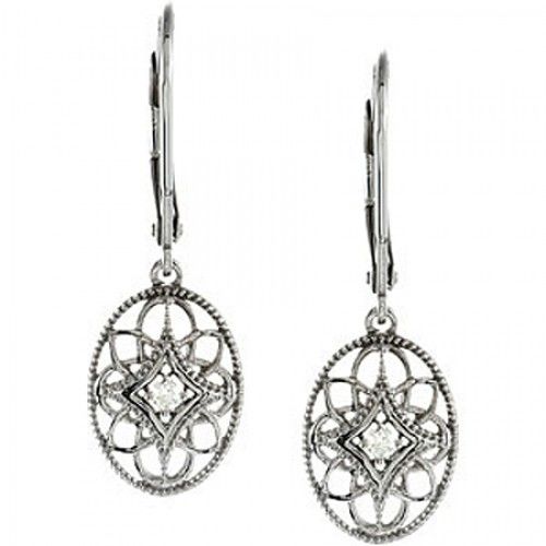 Diamond Dangle Earrings - Sterling Silver .06cttw