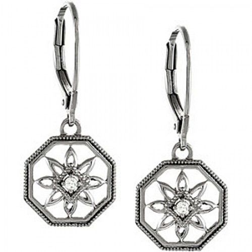 Diamond Dangle Earrings - Sterling Silver .04cttw