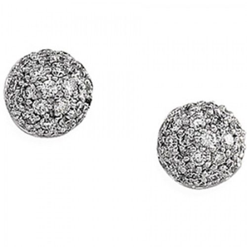 14k White Gold Button Earrings with Diamond