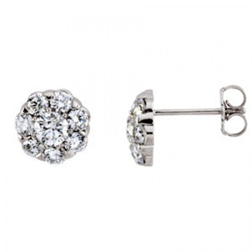 14k White Gold Stud Earrings with Diamond
