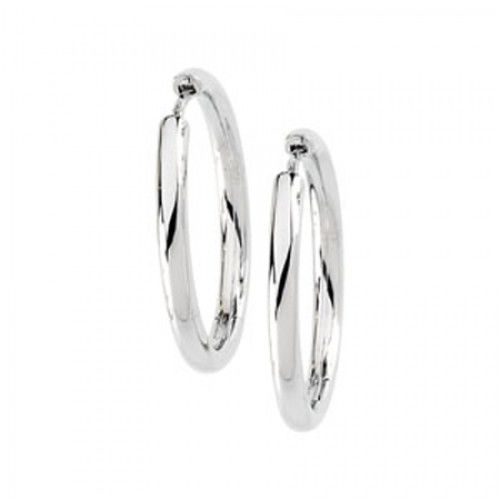 14k White Gold Hoop Earrings - 24 Mm Tall