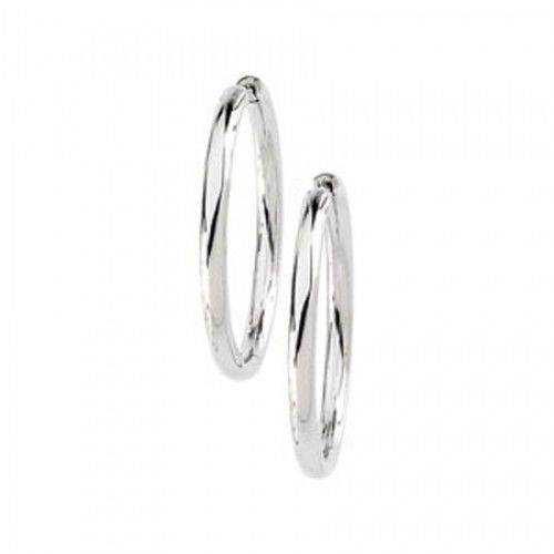 14k White Gold Hoop Earrings - 29 Mm Tall
