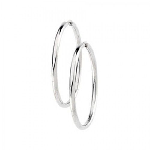 14k White Gold Hoop Earrings - 38.75 Mm Tall