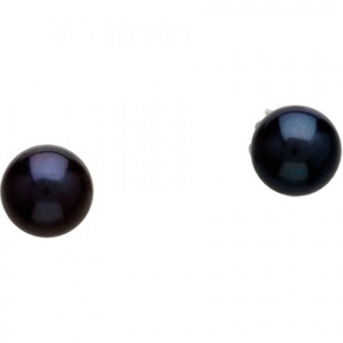 Akoya Pearl Earrings - 6.0mm Black Pearls in 14k