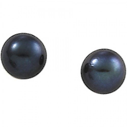 Akoya Pearl Earrings - 8.0mm Black Pearls in 14k