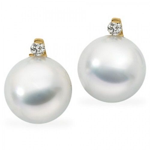 18k Yellow Gold Stud Earrings with Pearl