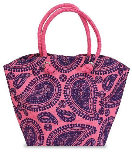 Paisley Jute Bag Pink & Purple Case Pack 4