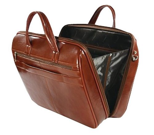 Full Grain Leather, Deluxe Laptop Briefcase 17.25""x13""x5.5"", Brown
