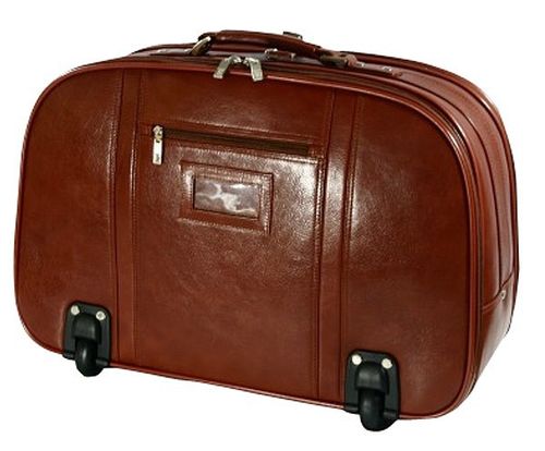 Full Grain Leather, Carry-on Rolling Briefcase 21""x13.75""x10"", Brown