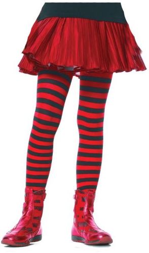 Tights Child Striped Black/Rd 4-6