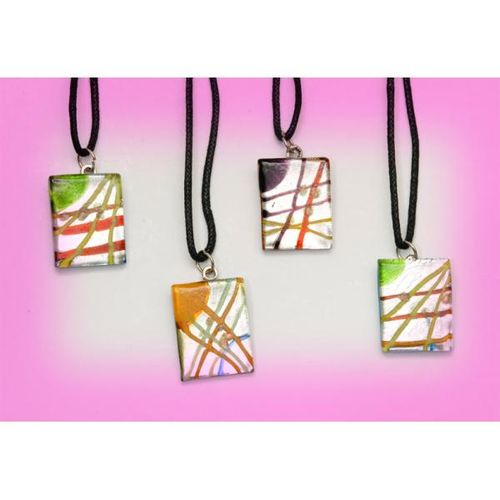 Glass Necklace With Black Cord - Rectangular Case Pack 12