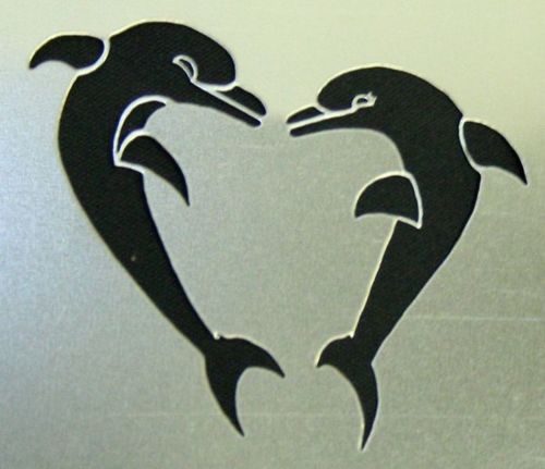 Stencil Heart Shaped Dolphins