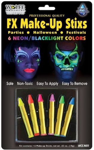 Neon Makeup Sticks Wolfe Bros Case Pack 2