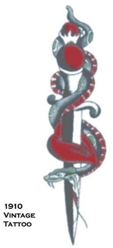 Tattoo Vintage Snake w/Dagger Case Pack 2