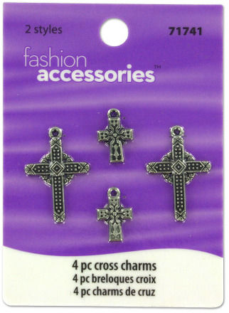 Set of 4 Metal Cross Jewelry Charms Case Pack 25