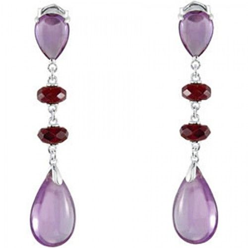Amethyst Garnet Pear Shape Drop Earrings 6 Carats
