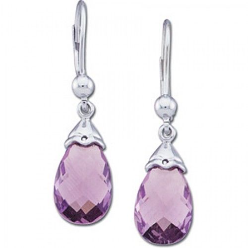 Amethyst  Pear Shape Dangle Earrings 2 Carats