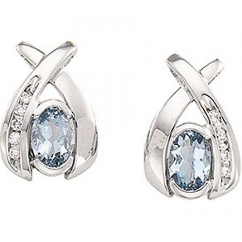 Aquamarine Diamond Oval Shape Stud Earrings 1.1 Carats