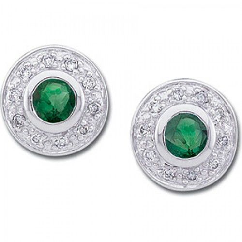 Emerald Diamond Round Shape Stud Earrings 0.48 Carats