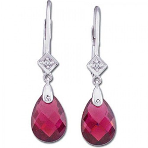 Garnet Diamond Pear Shape Dangle Earrings 2.02 Carats