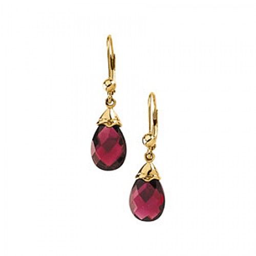 Garnet  Pear Shape Dangle Earrings 2 Carats