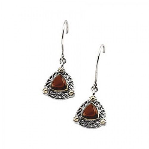 Garnet  Triangle Shape Dangle Earrings 1 Carats