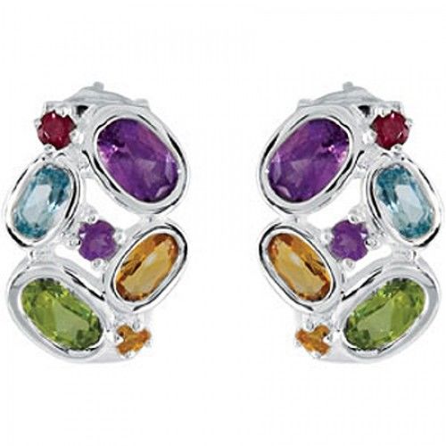 Amethyst Peridot Oval Shape Drop Earrings 5 Carats