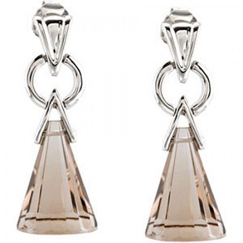 Sterling Silver Smoky Quartz Irregular Shape Dangle Earrings 3 Carats