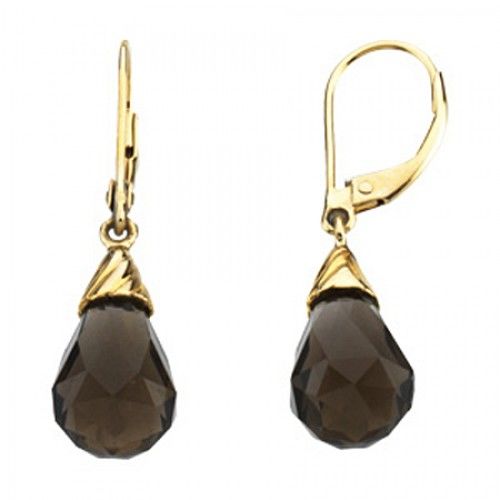 Smoky Quartz  Pear Shape Dangle Earrings 3 Carats