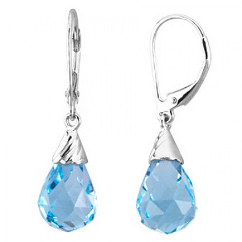 Blue Topaz Pear Shape Dangle Earrings 2 Carats