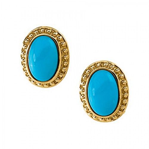 Turqouise  Oval Shape Stud Earrings 2 Carats